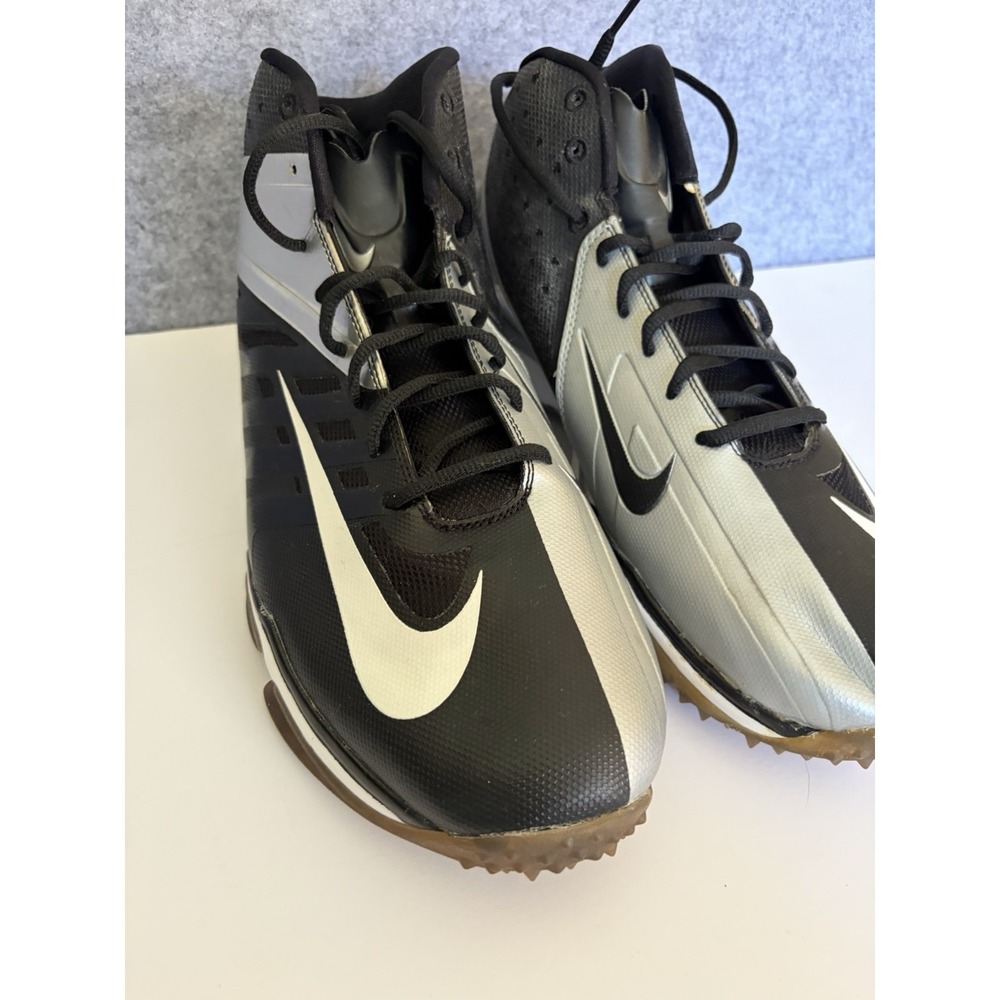 Nike Vapor Pro Baseball Turf‎ Shoes Mens 14 Black Silver Mid Top Cleats Trainers